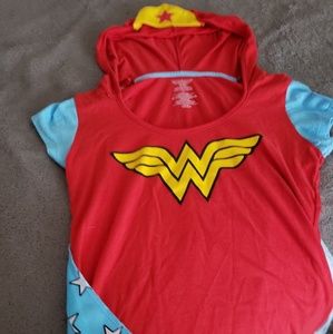 Wonder Woman top with tiara hood and velcro cape